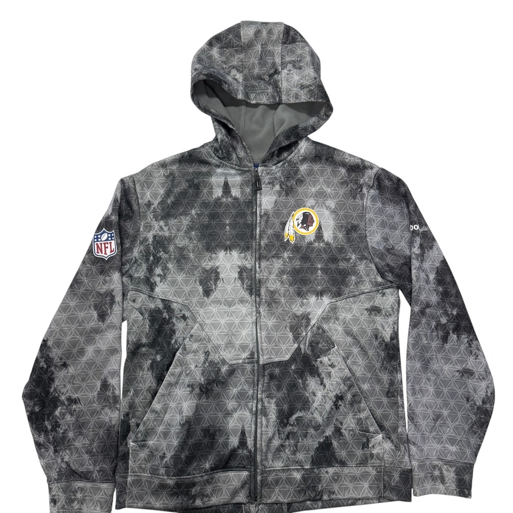 Reebok Washington Football Men Small Full Zip Hoodie Geometric Tie Dye Grey NFL